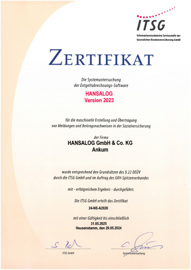 ITSG Zertifikat 2024