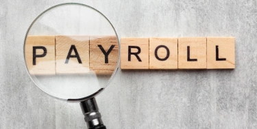 Holzbuchstaben die das Wort Payroll bilden