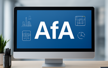 AfA auf Bildschirm am Schreibtisch