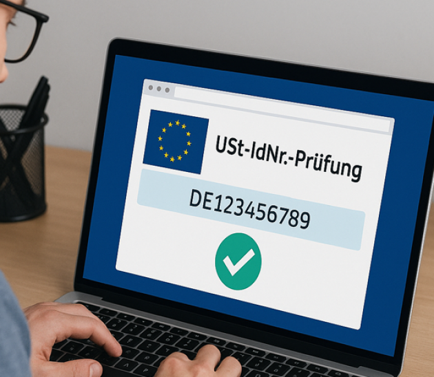 Mann tippt auf einem Laptop